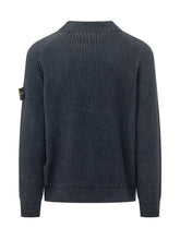 STONE ISLAND - Ribbed Crewneck Sweater - Blue - LIDIASHOPPING® - Official Website