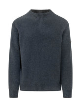 STONE ISLAND - Ribbed Crewneck Sweater - Blue - LIDIASHOPPING® - Official Website
