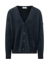 STONE ISLAND - Cardigan con Scollo a V - Blu - LIDIASHOPPING® - Official Website
