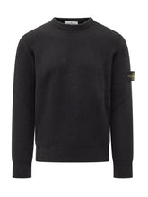 STONE ISLAND - Maglia Girocollo a Coste con Patch - Blu - LIDIASHOPPING® - Official Website