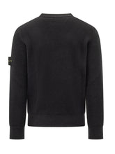 STONE ISLAND - Maglia Girocollo a Coste con Patch - Blu - LIDIASHOPPING® - Official Website