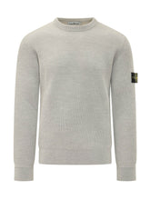 STONE ISLAND - Maglia Girocollo a Coste con Patch - Grigio - LIDIASHOPPING® - Official Website