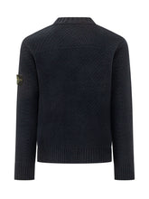 STONE ISLAND - Textured Crewneck Sweater - Blue - LIDIASHOPPING® - Official Website