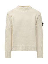 STONE ISLAND - Textured Crew Neck Sweater - White - LIDIASHOPPING® - Official Website