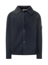 STONE ISLAND - Cardigan in Maglia con Colletto - Blu - LIDIASHOPPING® - Official Website