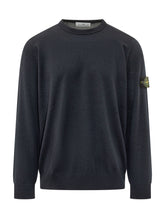 STONE ISLAND - Maglia Girocollo con Patch - Blu - LIDIASHOPPING® - Official Website