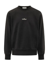 STONE ISLAND - Felpa Girocollo con Logo Centrale - Nero - LIDIASHOPPING® - Official Website