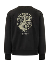 STONE ISLAND - Felpa Girocollo con Logo Centrale - Nero - LIDIASHOPPING® - Official Website