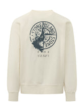 STONE ISLAND - Felpa Girocollo con Logo Centrale - Bianco - LIDIASHOPPING® - Official Website