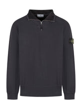 STONE ISLAND - Long Sleeve Polo with Half Zip - Blue - LIDIASHOPPING® - Official Website