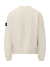 STONE ISLAND - Felpa Girocollo con Patch Logo Applicata - Bianco - LIDIASHOPPING® - Official Website