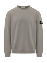 STONE ISLAND - Felpa Girocollo con Patch Logo Applicata - Grigio - LIDIASHOPPING® - Official Website
