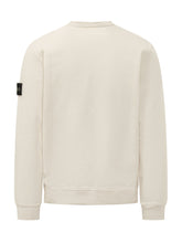 STONE ISLAND - Felpa Girocollo con Patch Logo Applicata - Bianco - LIDIASHOPPING® - Official Website