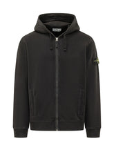 STONE ISLAND - Felpa con Cappuccio e Zip - Nero - LIDIASHOPPING® - Official Website