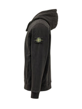 STONE ISLAND - Felpa con Cappuccio e Zip - Nero - LIDIASHOPPING® - Official Website