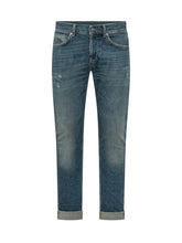 DONDUP - George Slim Fit Jeans with Distressed Details - Blue - LIDIASHOPPING® - Official Website