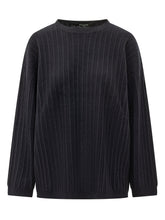 FABIANA FILIPPI - Maglia Girocollo a Coste Verticali - Blu - LIDIASHOPPING® - Official Website