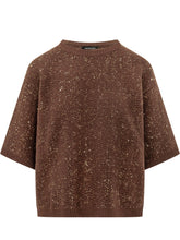 FABIANA FILIPPI - Maglia a Maniche Corte con Applicazioni - Marrone - LIDIASHOPPING® - Official Website