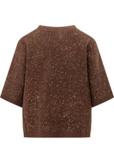 FABIANA FILIPPI - Maglia a Maniche Corte con Applicazioni - Marrone - LIDIASHOPPING® - Official Website