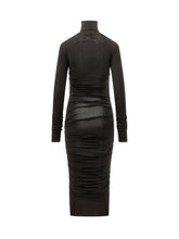 ELISABETTA FRANCHI - Abito Midi Drappeggiato a Collo Alto - Nero - LIDIASHOPPING® - Official Website