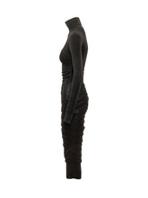 ELISABETTA FRANCHI - Abito Midi Drappeggiato a Collo Alto - Nero - LIDIASHOPPING® - Official Website