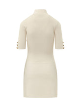 ELISABETTA FRANCHI - Abito Corto di Maglia con Sciarpa - Bianco - LIDIASHOPPING® - Official Website