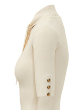 ELISABETTA FRANCHI - Abito Corto di Maglia con Sciarpa - Bianco - LIDIASHOPPING® - Official Website