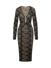 ELISABETTA FRANCHI - Long Lace Dress with Front Cutout - Black - LIDIASHOPPING® - Official Website