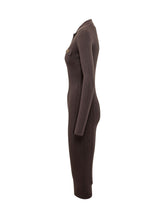 ELISABETTA FRANCHI - Abito Midi Drappeggiato con Colletto - Marrone - LIDIASHOPPING® - Official Website