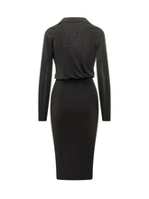 ELISABETTA FRANCHI - Abito Midi a Coste con Colletto - Nero - LIDIASHOPPING® - Official Website