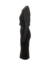 ELISABETTA FRANCHI - Abito Midi a Coste con Colletto - Nero - LIDIASHOPPING® - Official Website