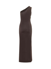 ELISABETTA FRANCHI - Abito Lungo Monospalla con Zip Laterale - Marrone - LIDIASHOPPING® - Official Website