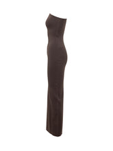 ELISABETTA FRANCHI - Abito Lungo Monospalla con Zip Laterale - Marrone - LIDIASHOPPING® - Official Website