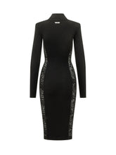 ELISABETTA FRANCHI - Abito Midi con Inserti in Pizzo - Nero - LIDIASHOPPING® - Official Website