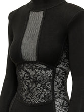 ELISABETTA FRANCHI - Abito Midi con Inserti in Pizzo - Nero - LIDIASHOPPING® - Official Website