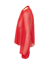 ELISABETTA FRANCHI - Blusa Trasparente con Maniche Ampie - Rosso - LIDIASHOPPING® - Official Website