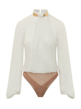 ELISABETTA FRANCHI - Shirt Bodysuit with High Neck - White - LIDIASHOPPING® - Official Website