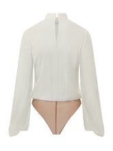 ELISABETTA FRANCHI - Shirt Bodysuit with High Neck - White - LIDIASHOPPING® - Official Website