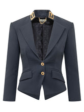 ELISABETTA FRANCHI - Blazer Doppiopetto con Revers - Blu - LIDIASHOPPING® - Official Website