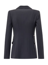 ELISABETTA FRANCHI - Blazer Doppiopetto con Cuciture Sagomate - Blu - LIDIASHOPPING® - Official Website
