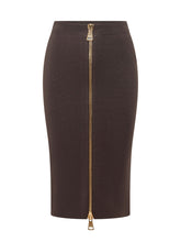 ELISABETTA FRANCHI - Midi Skirt with Front Zip - Brown - LIDIASHOPPING® - Official Website