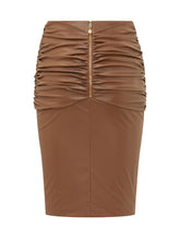 ELISABETTA FRANCHI - Gonna Midi con Drappeggio Intrecciato - Marrone - LIDIASHOPPING® - Official Website