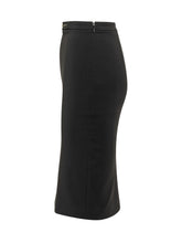 ELISABETTA FRANCHI - Gonna Midi a Tubino con Dettaglio in Vita - Nero - LIDIASHOPPING® - Official Website
