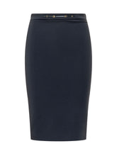 ELISABETTA FRANCHI - Gonna Midi a Tubino con Dettaglio in Vita - Blu - LIDIASHOPPING® - Official Website
