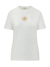ELISABETTA FRANCHI - T-shirt con Logo Ricamato - Bianco - LIDIASHOPPING® - Official Website