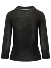 ELISABETTA FRANCHI - Maglia Polo a Coste con Logo - Nero - LIDIASHOPPING® - Official Website