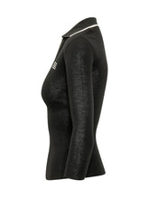 ELISABETTA FRANCHI - Maglia Polo a Coste con Logo - Nero - LIDIASHOPPING® - Official Website