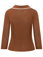 ELISABETTA FRANCHI - Ribbed Polo Jumper with Logo - Brown - LIDIASHOPPING® - Official Website