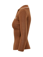 ELISABETTA FRANCHI - Ribbed Polo Jumper with Logo - Brown - LIDIASHOPPING® - Official Website
