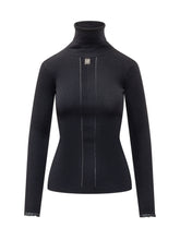 ELISABETTA FRANCHI - Maglia a Coste con Collo Alto - Blu - LIDIASHOPPING® - Official Website